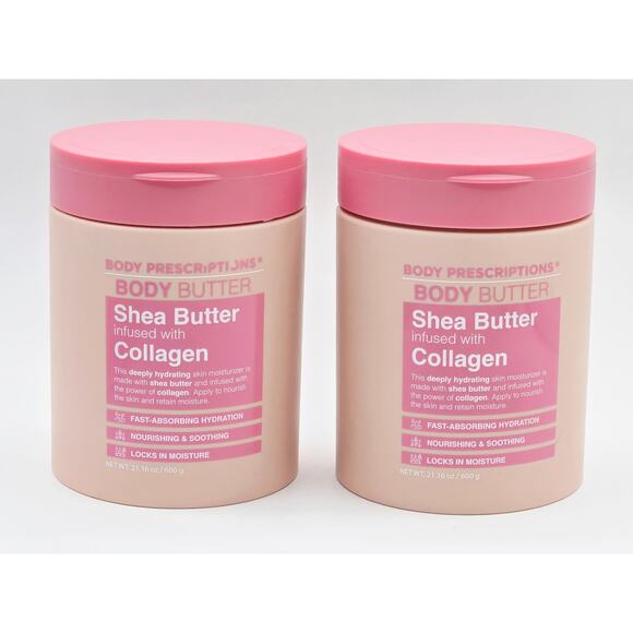 2x Body Prescriptions Body Butter- Shea Infused with Collagen- 2 x 21.16 oz NEW - Picture 1 of 2